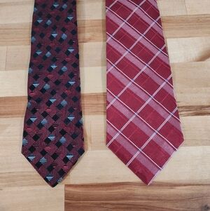 Murano Extra Long All Silk Neckties Ties Lot of 2 USA Red 64" & 65" length